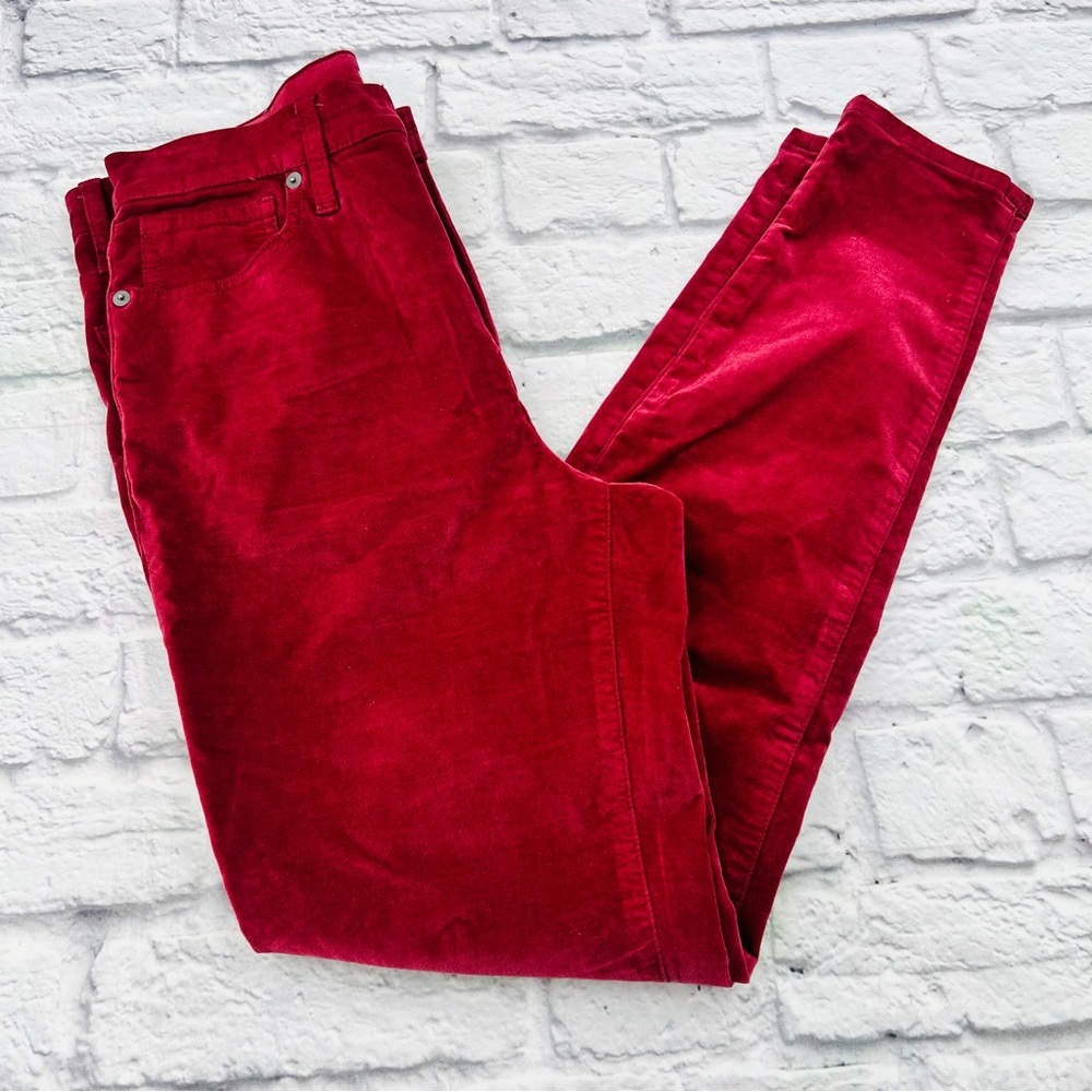 Madewell 10" High Rise Skinny Size 28 Velvet Pants Holiday Party Stretch